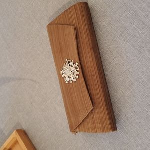 Shimmery  Green/Tan Clutch